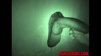 Auntie bob create a hidden gloryhole in a public restroom